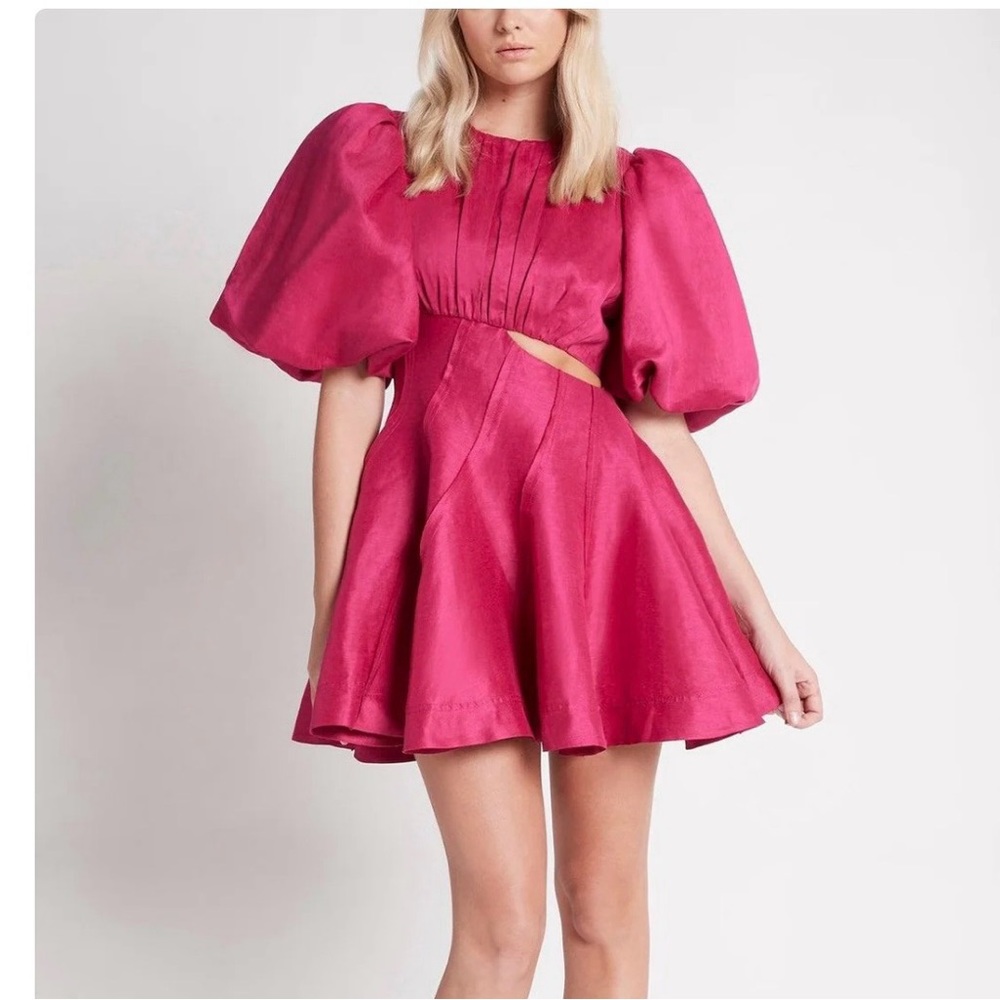 AJE admiration asymmetric mini dress in fuschia 🩷